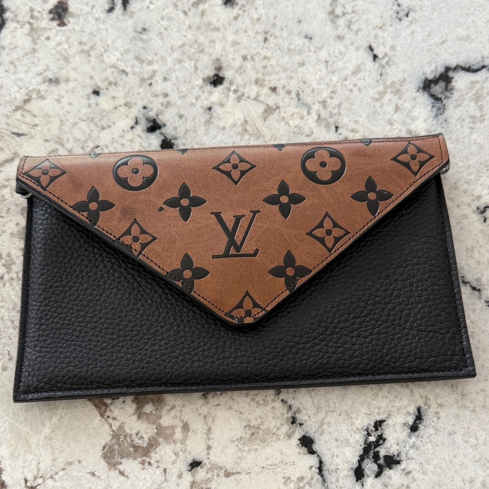 Upcycled Louis Vuitton Black and Brown Monogram Clutch
